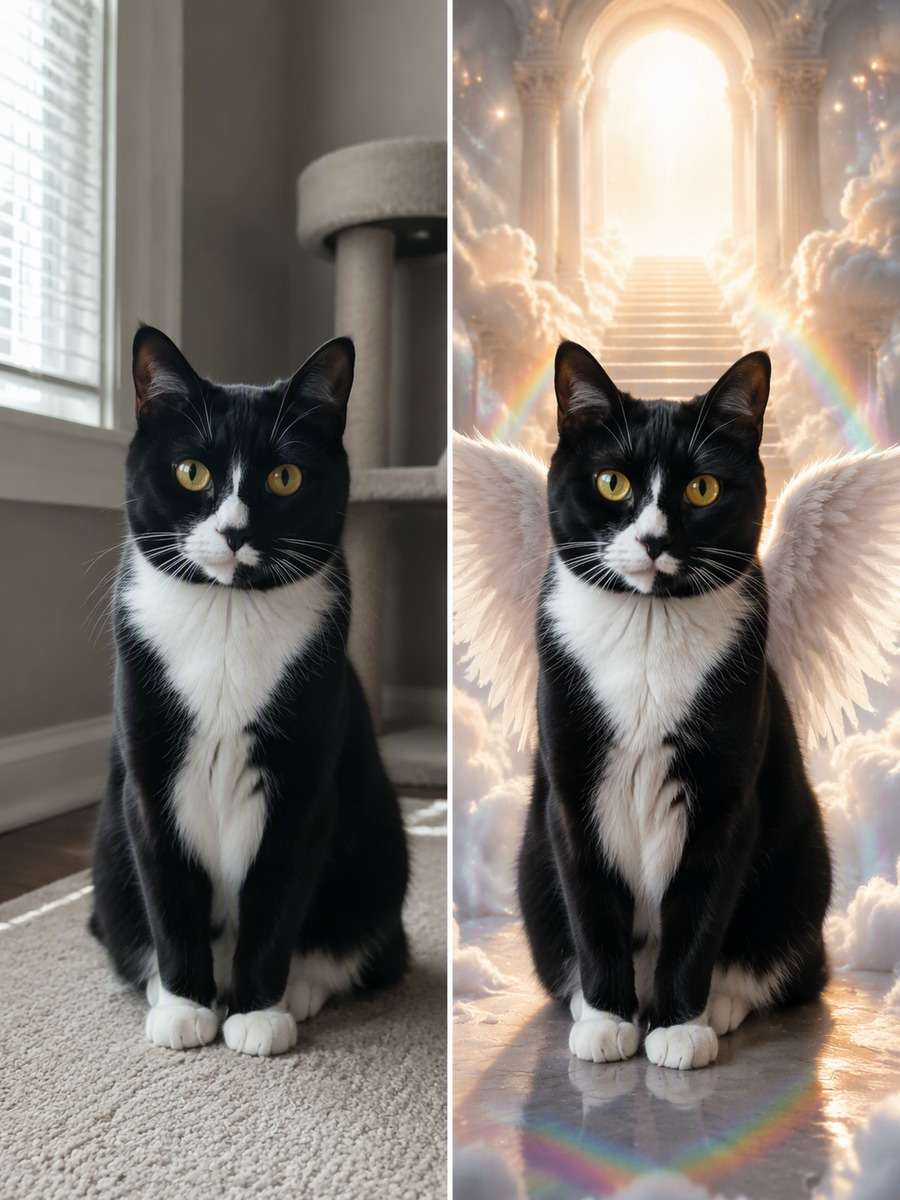 Cloud Stairway Keepsake: reference Before and AI-created remembrance After