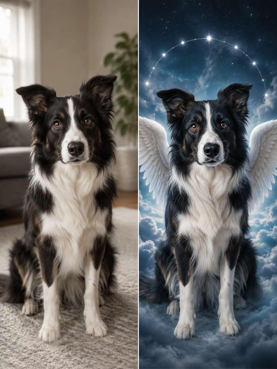 Starlight Companion Tribute: reference Before and AI-created remembrance After
