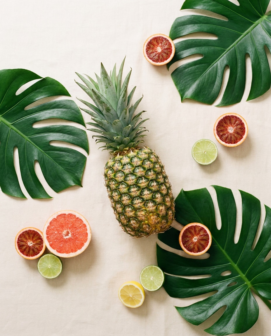 tropical leaf flat lay photo