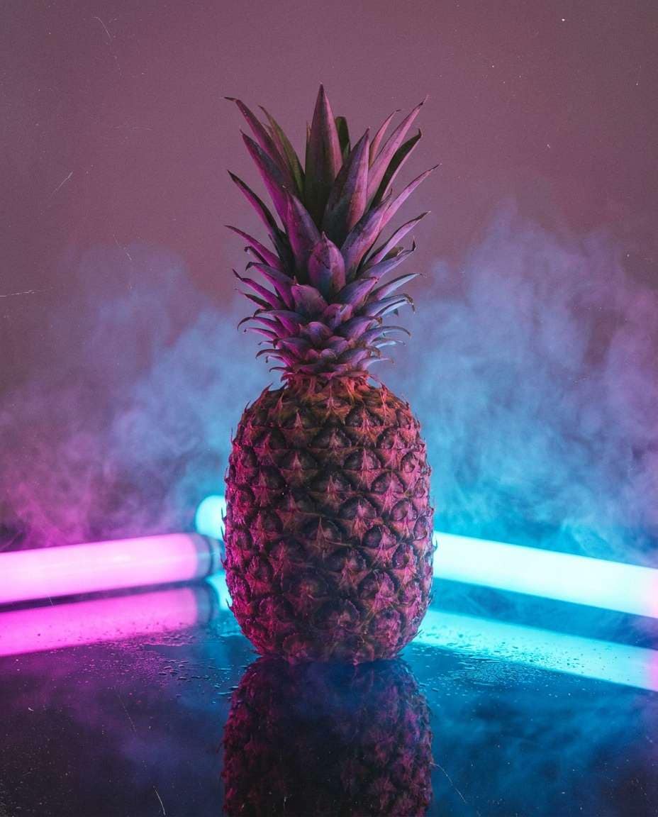 neon vaporwave fruit photo