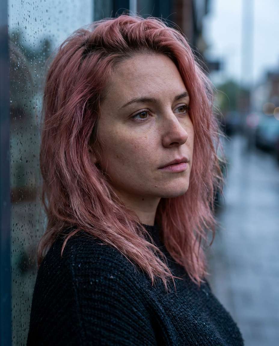 rainy window portrait photo