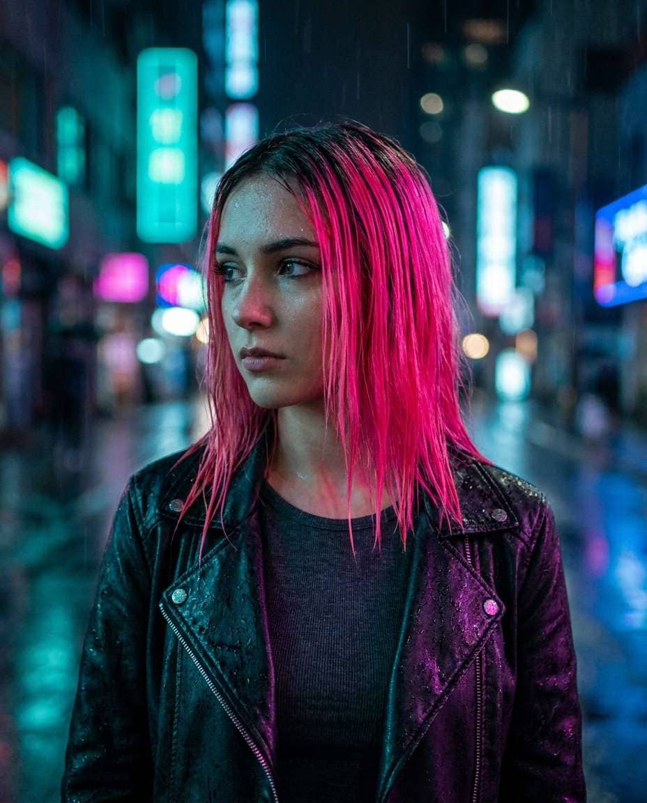 neon city night photo