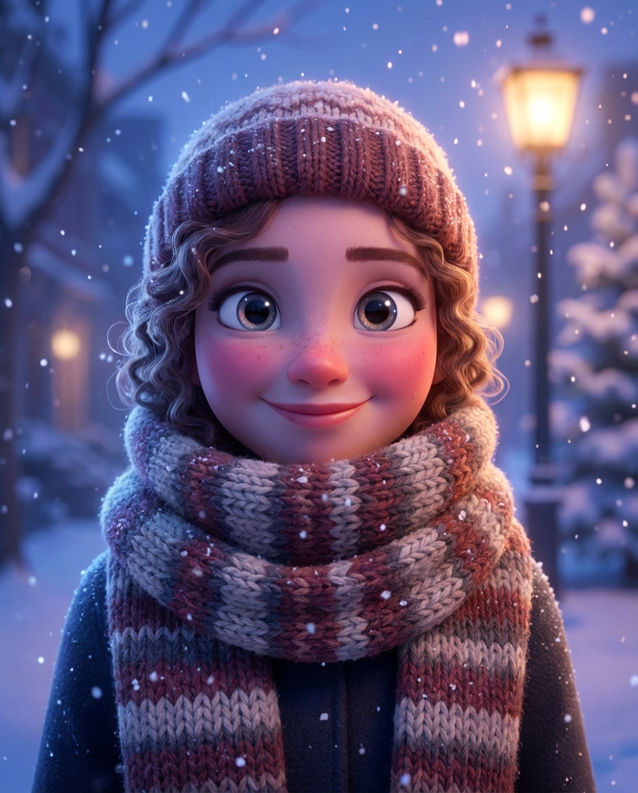 snowy scarf moment photo