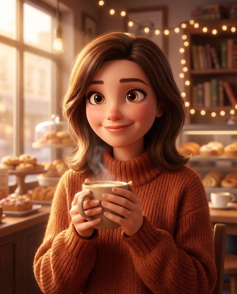 cozy coffee portrait photo