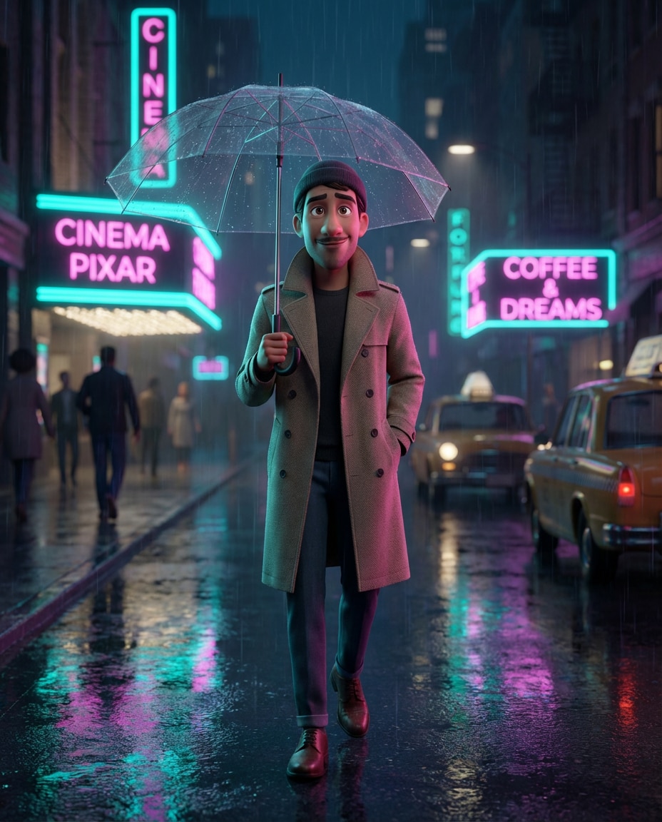 rainy street glow photo