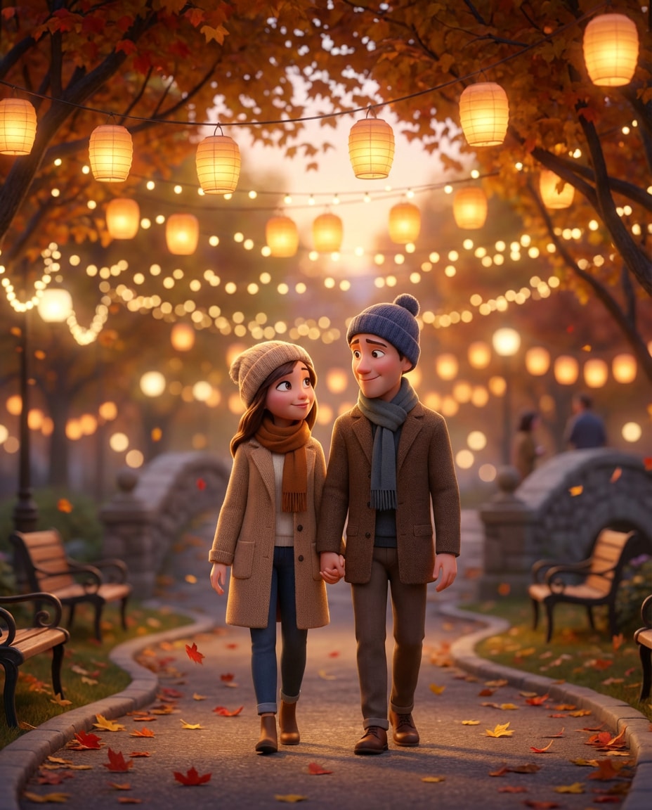 romantic couple stroll photo