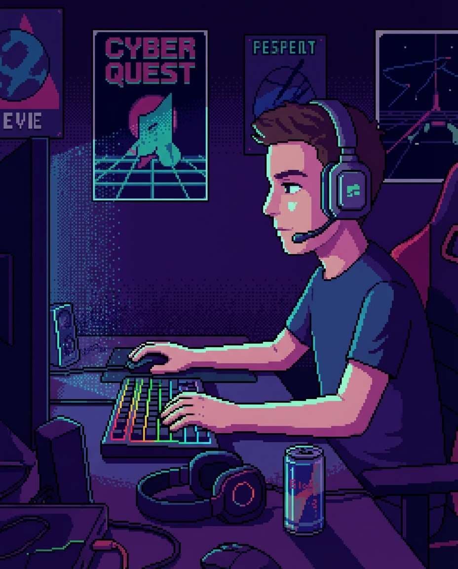 gamer desk detail photo