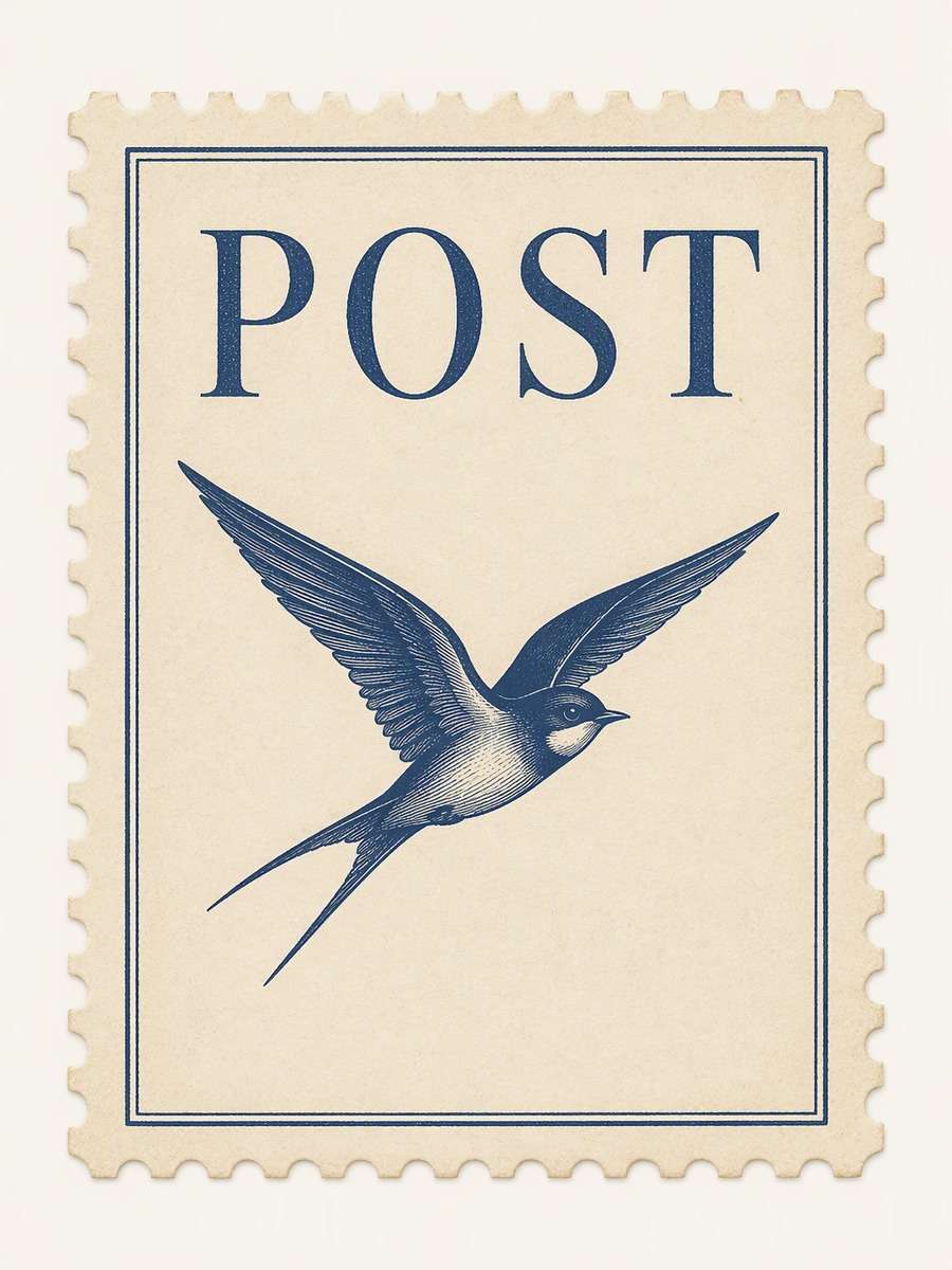 POST Serif Emblem: AI-generated postage stamp image prompts example
