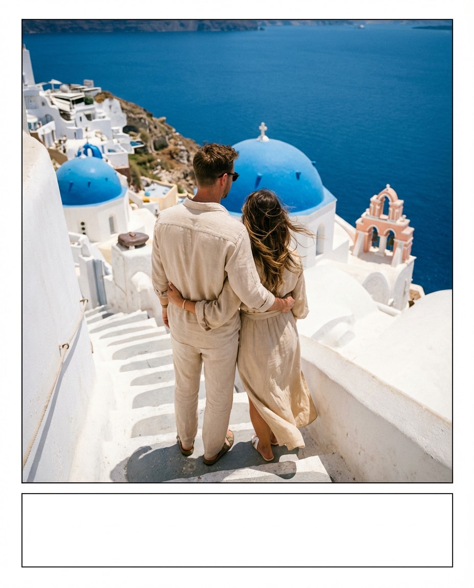 santorini blue steps photo