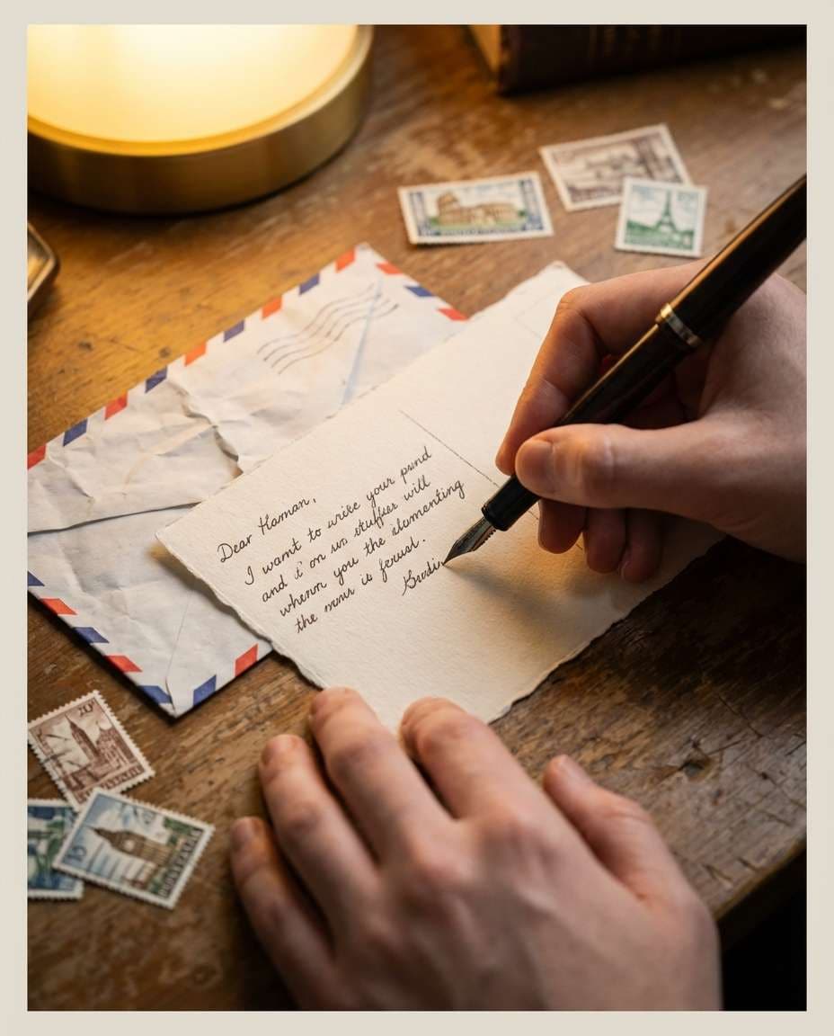 hands writing card photo