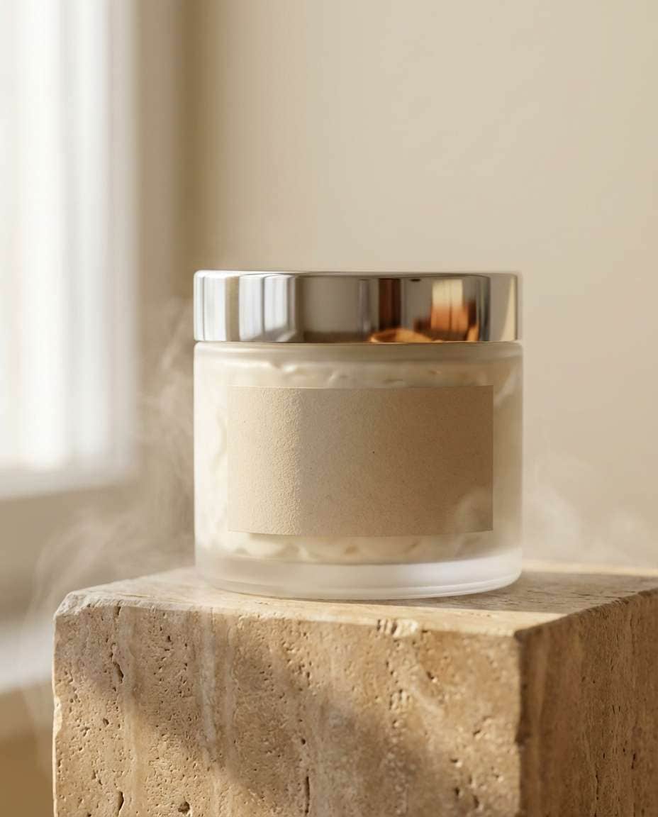 skincare jar on stone photo