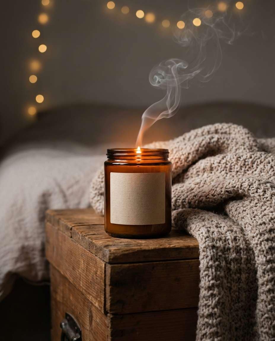 cozy candle scene photo