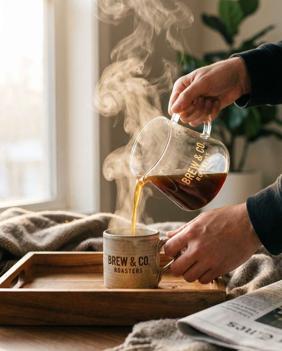 pouring coffee action photo