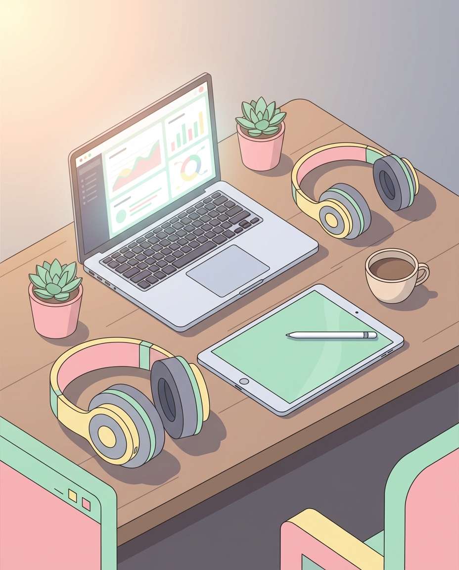 isometric workspace photo