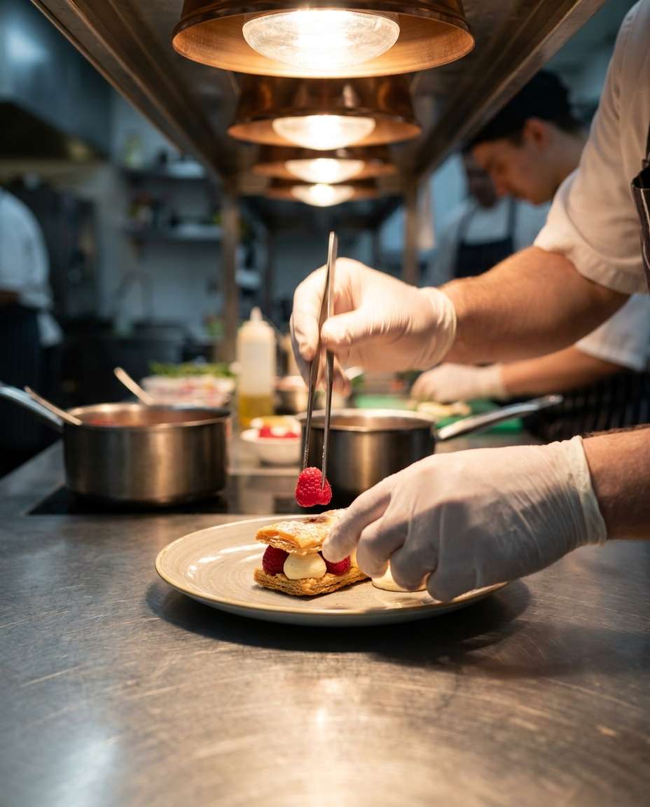 chef plating garnish photo