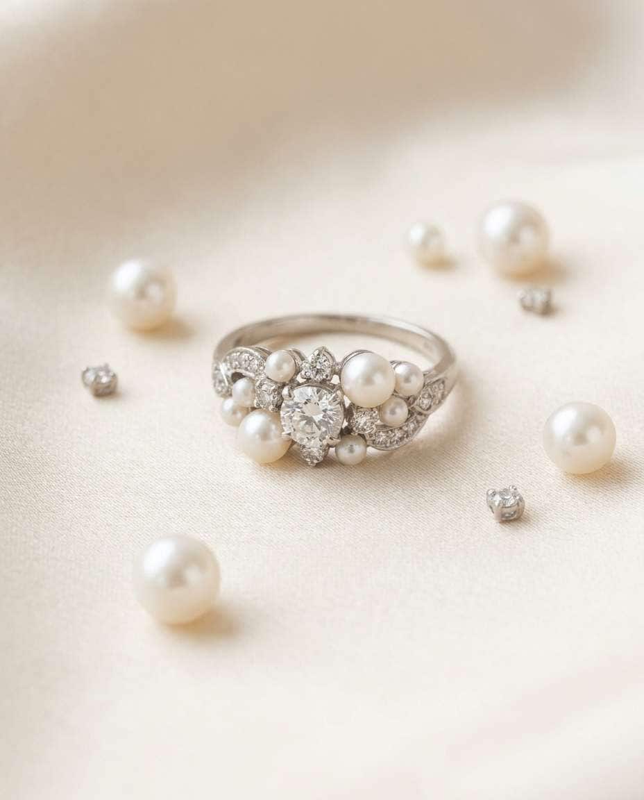 pearl flat lay photo