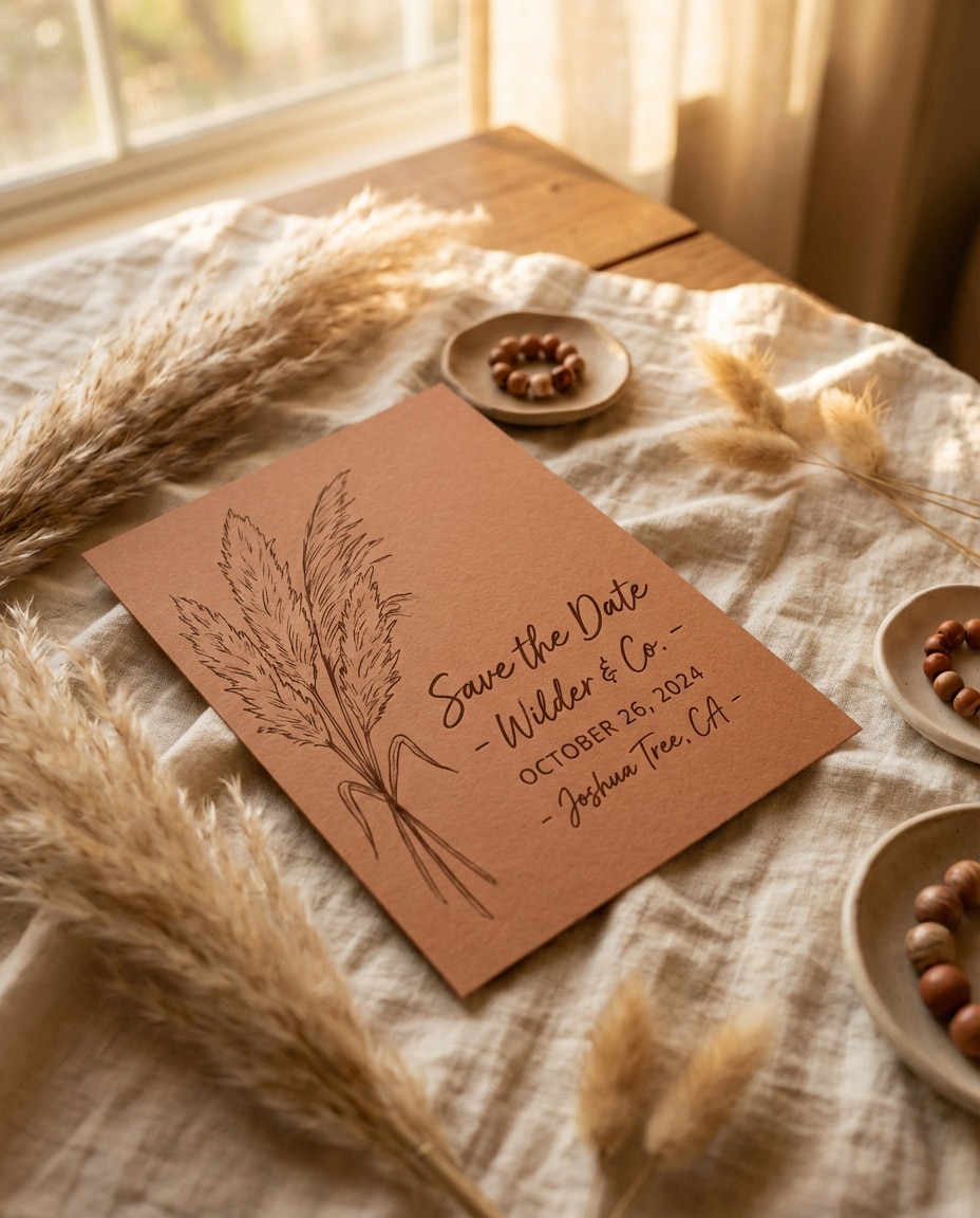 boho terracotta pampas photo