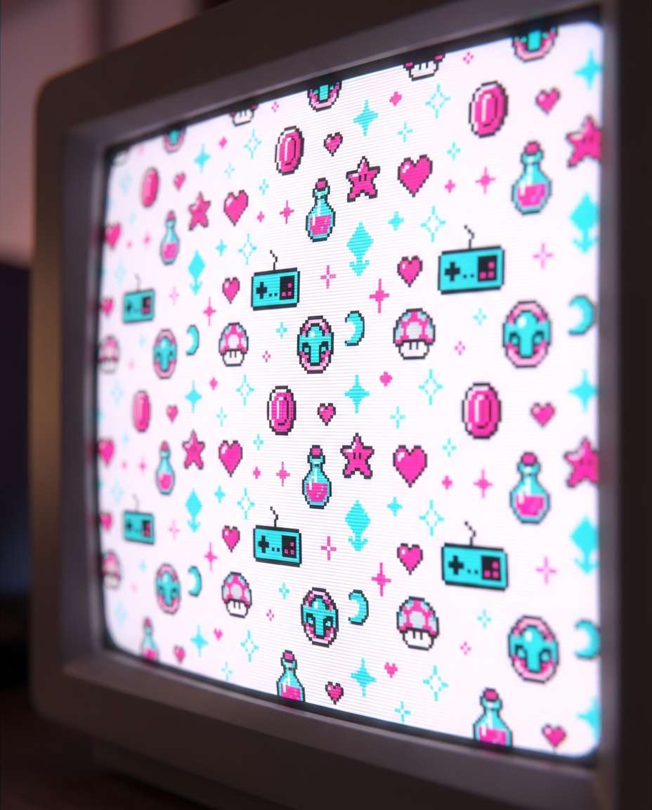 16bit pixel hearts photo