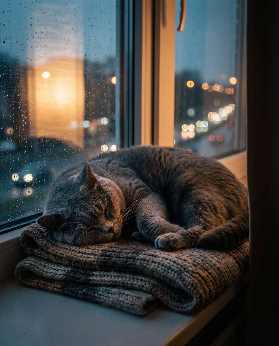 rainy window cuddle photo
