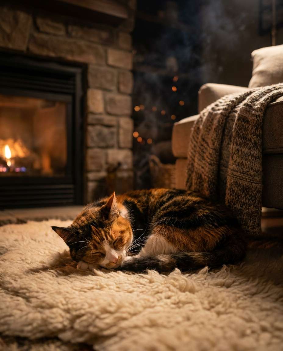 fireplace toasty paws photo