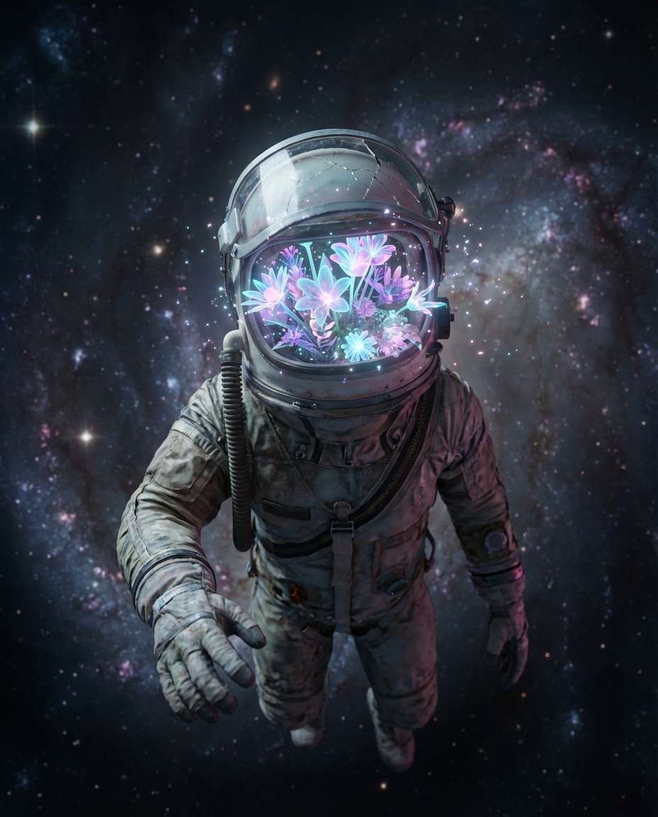 astronaut floral helmet photo
