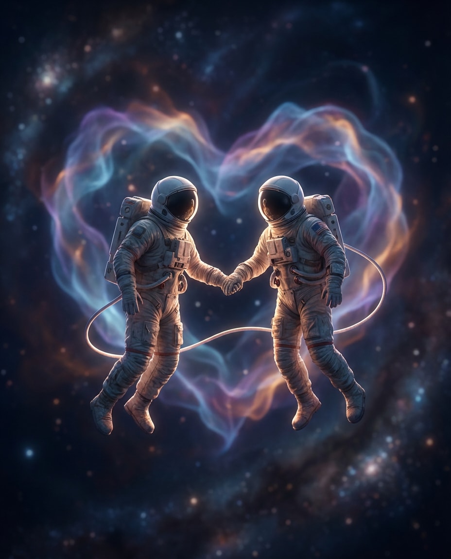 astronaut couple drift photo