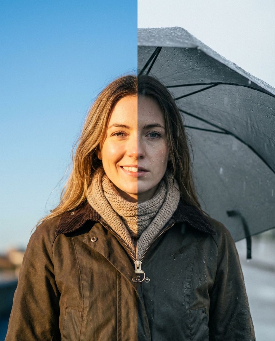 rainy mood vs clear photo