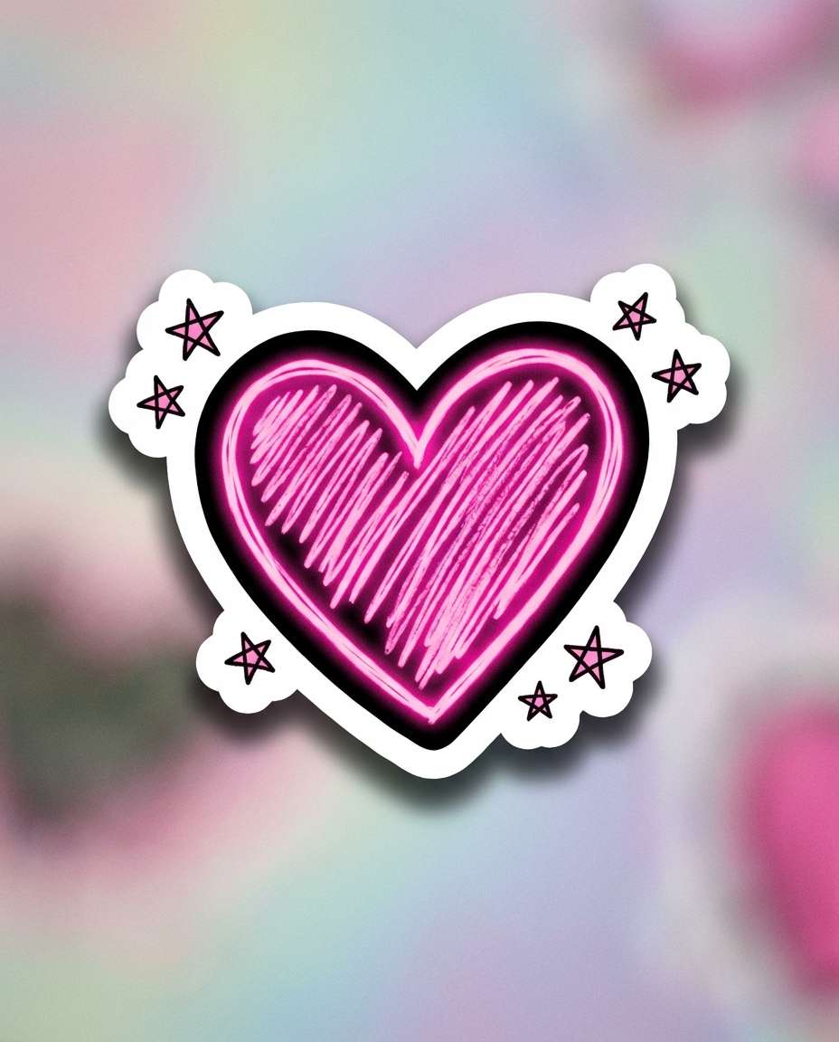 neon heart doodle photo