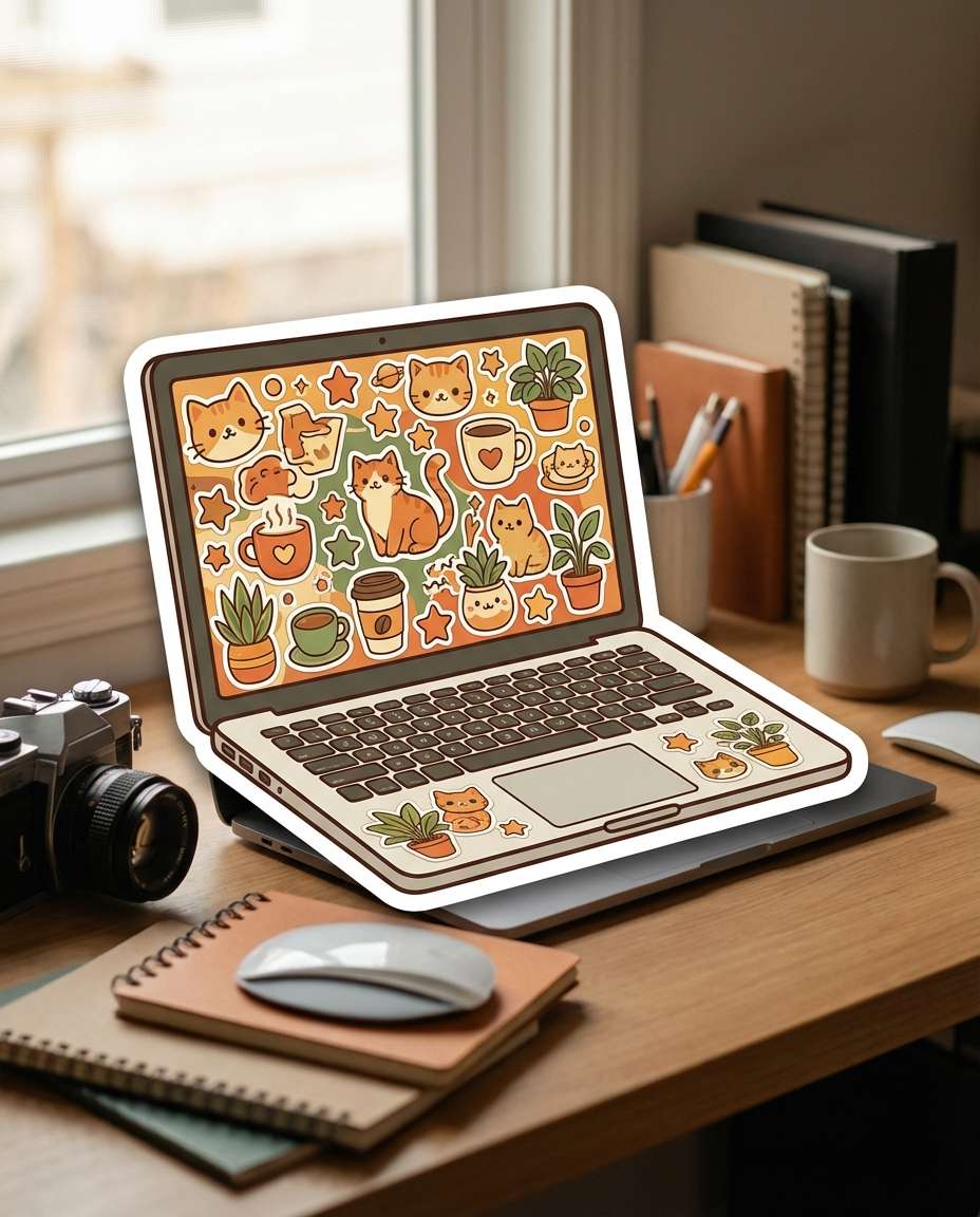 laptop covered stickers photo