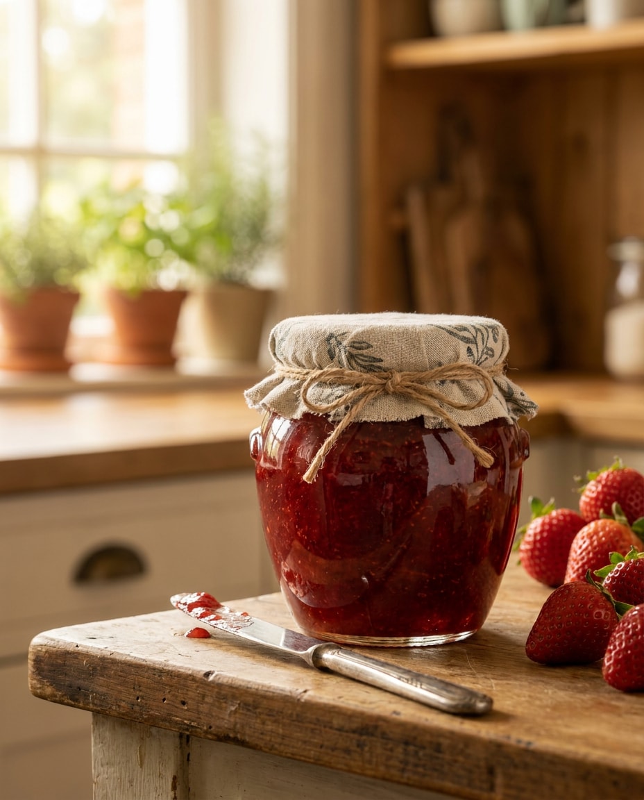 strawberry jam jar photo