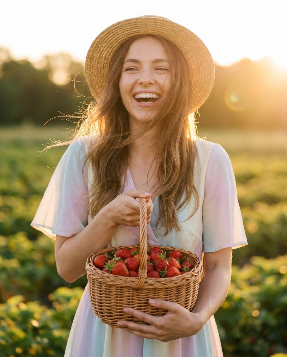strawberry field portrait photo