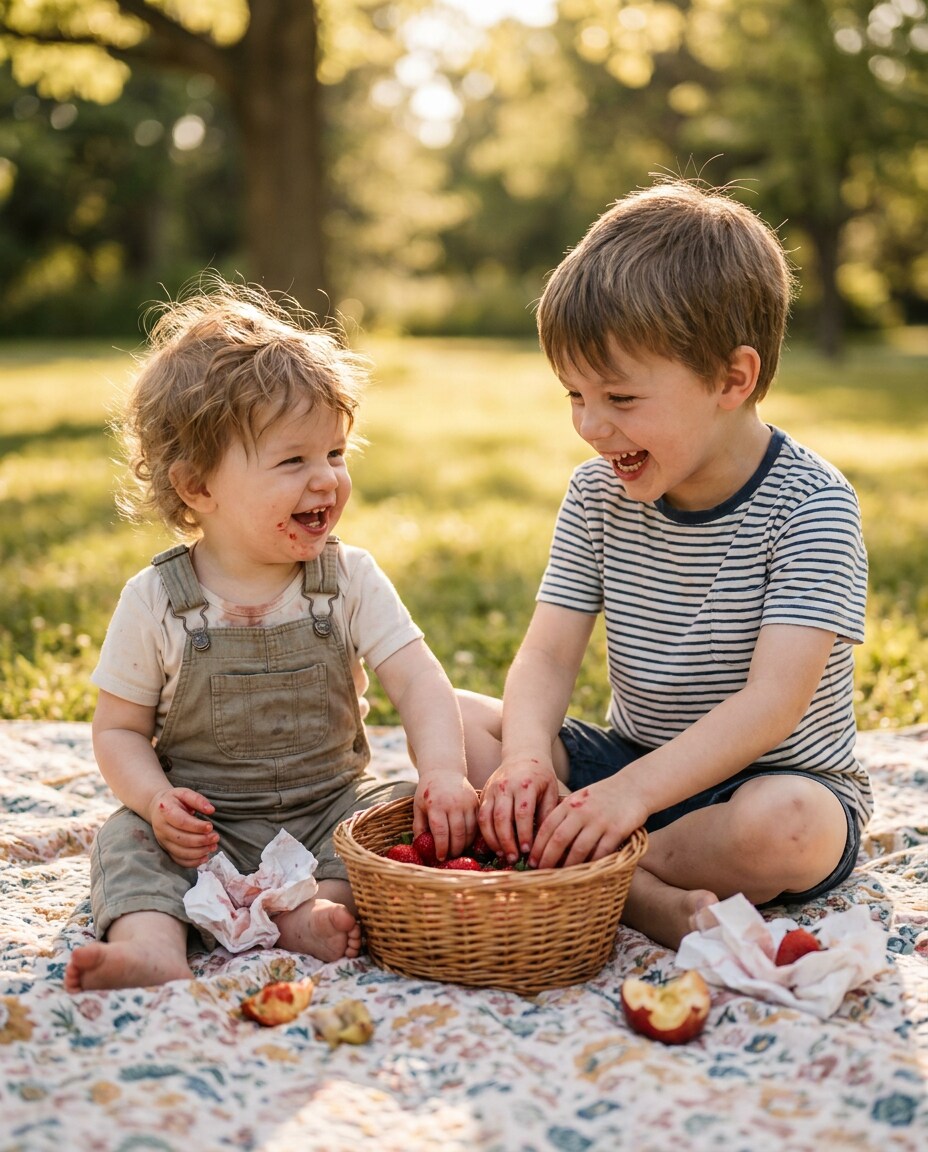 kids strawberry smiles photo