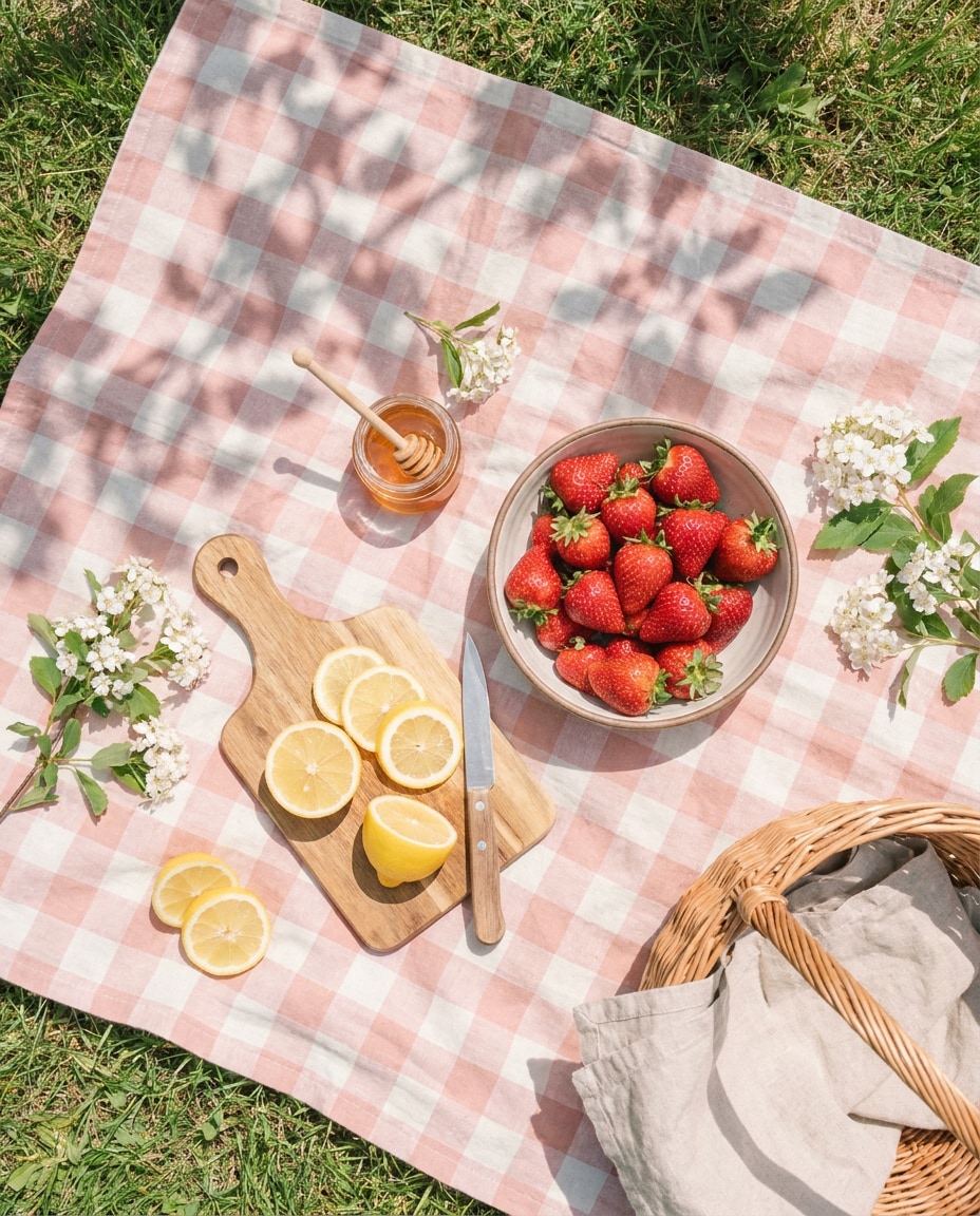 picnic flat lay aesthetic photo