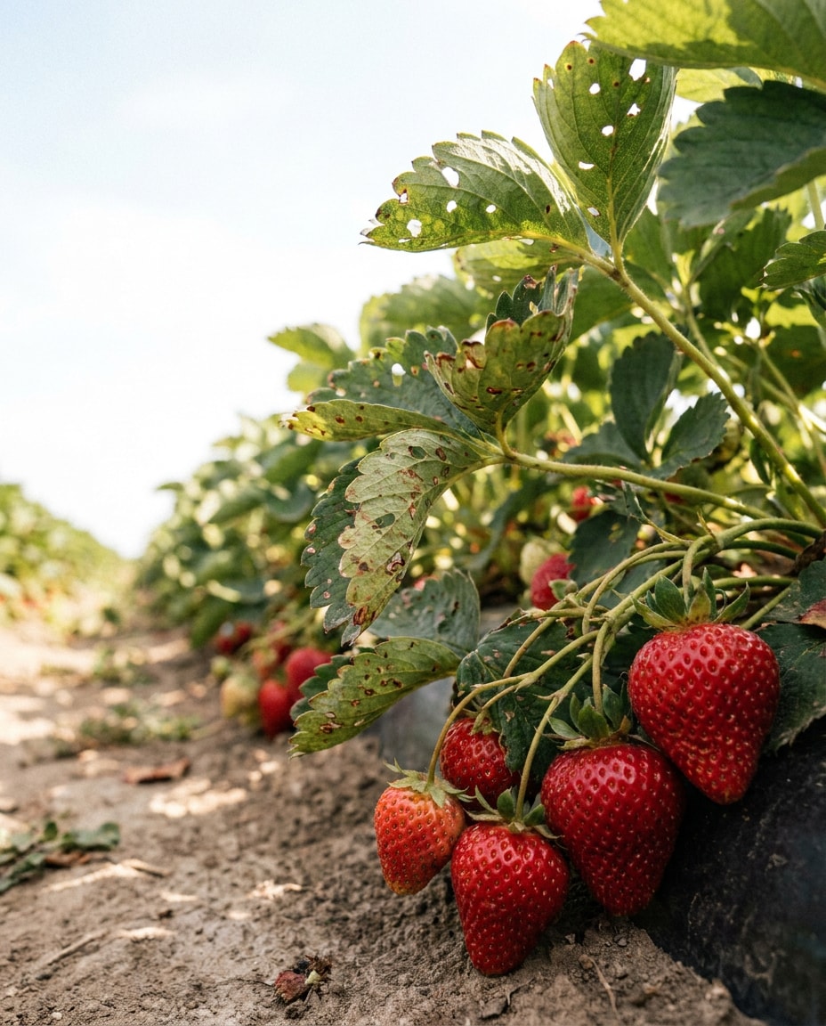 strawberry field row photo