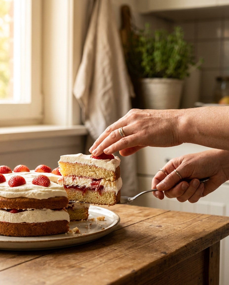 hands cutting slice photo
