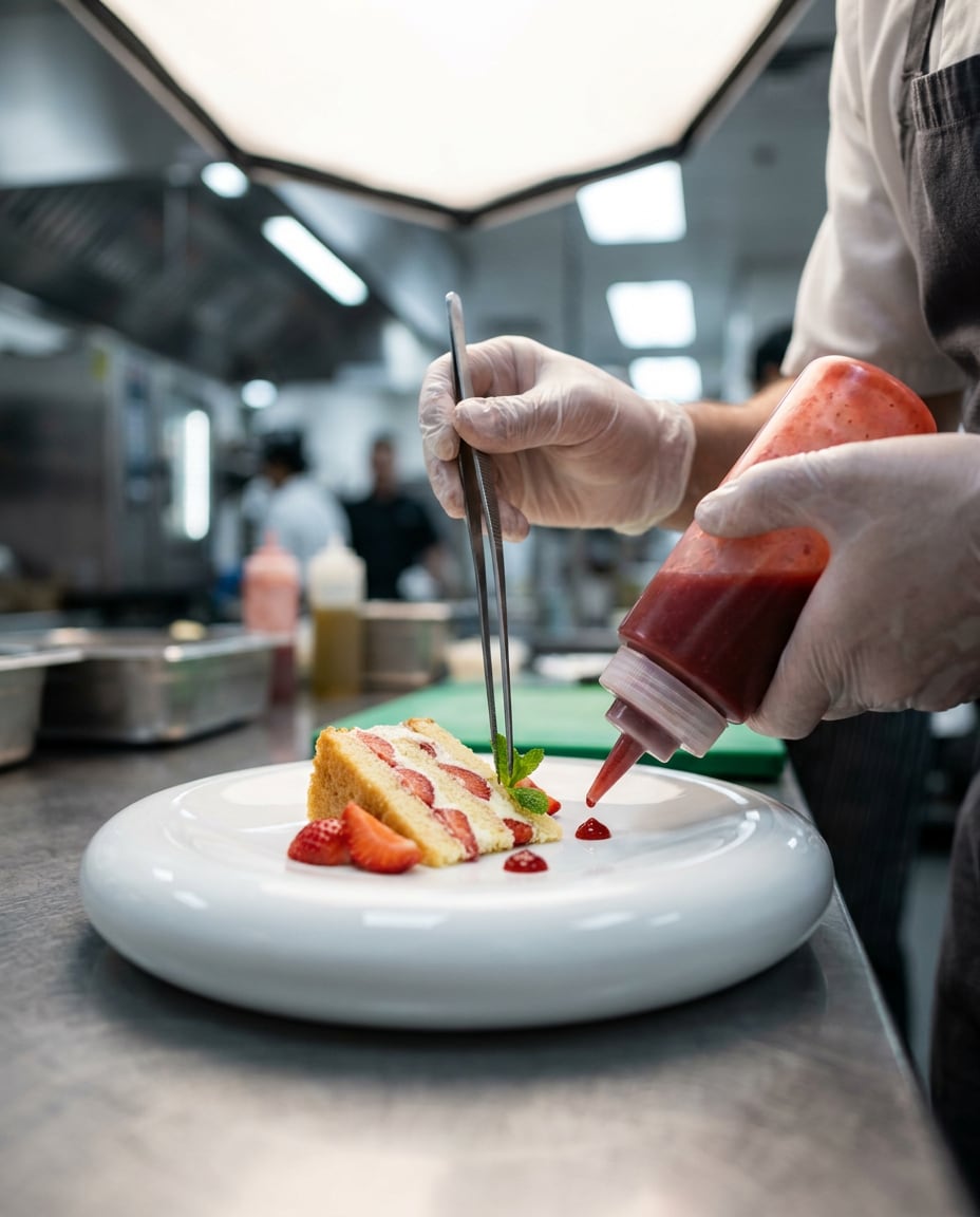 chef plating closeup photo