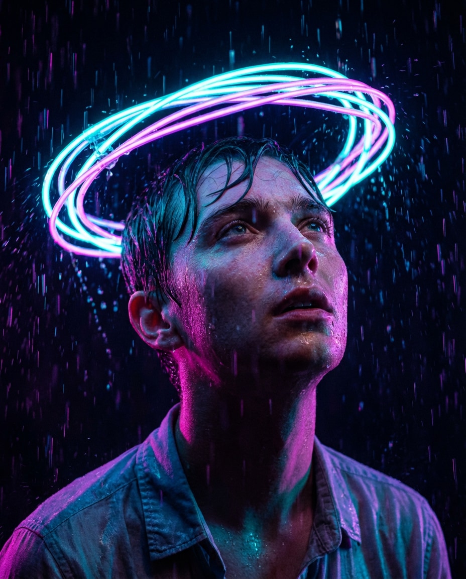 neon halo rain photo