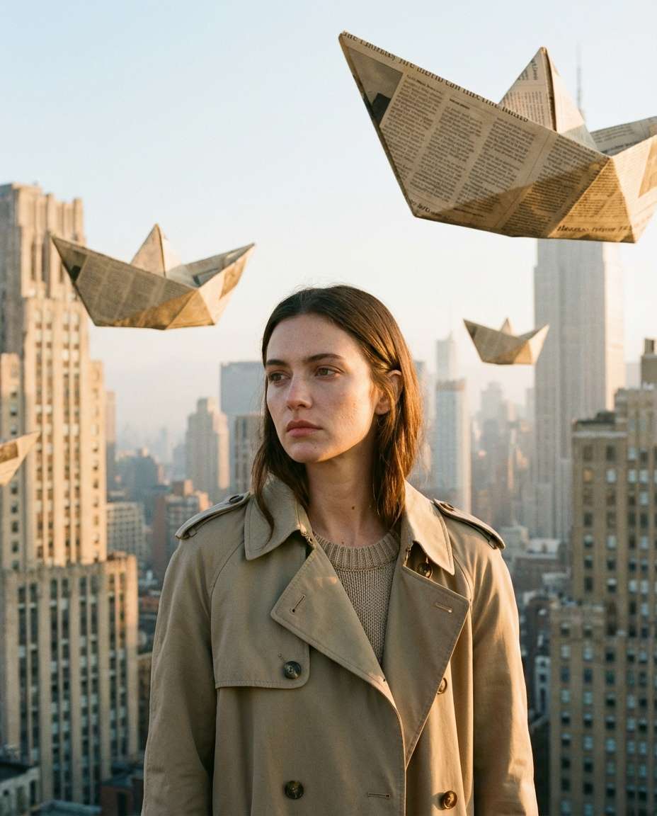 paper boat skyline photo