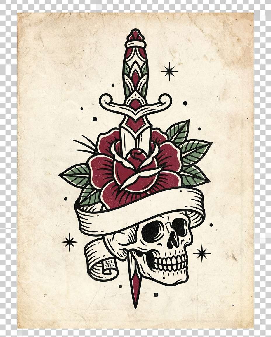 skull rose dagger photo