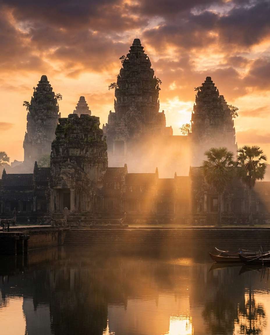 angkor mist sunrise photo