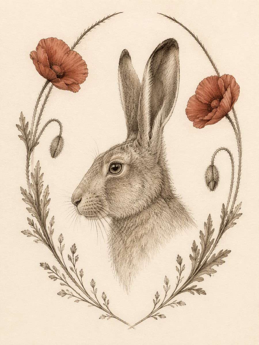 Hare and Poppy Cameo: original AI-generated concept preview