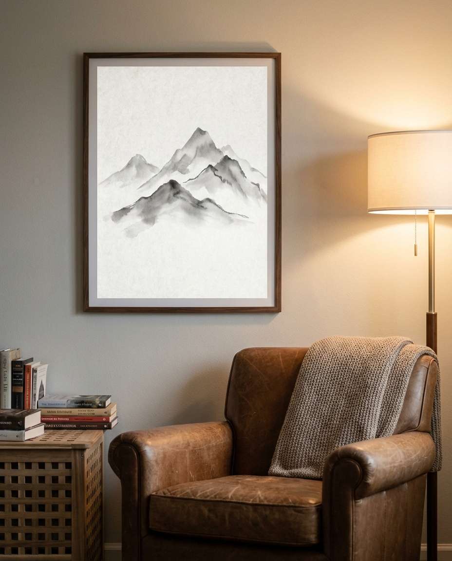 ink wash mountains photo
