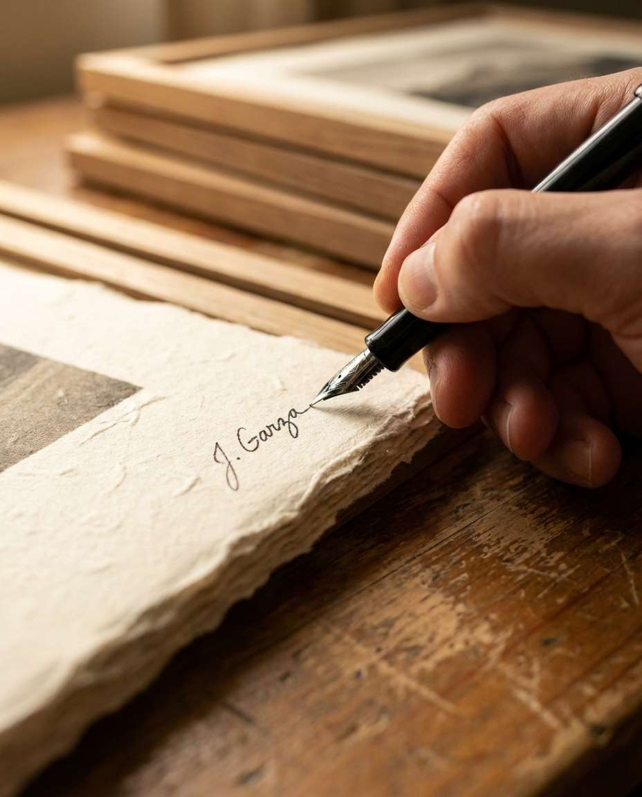 artist signing print photo