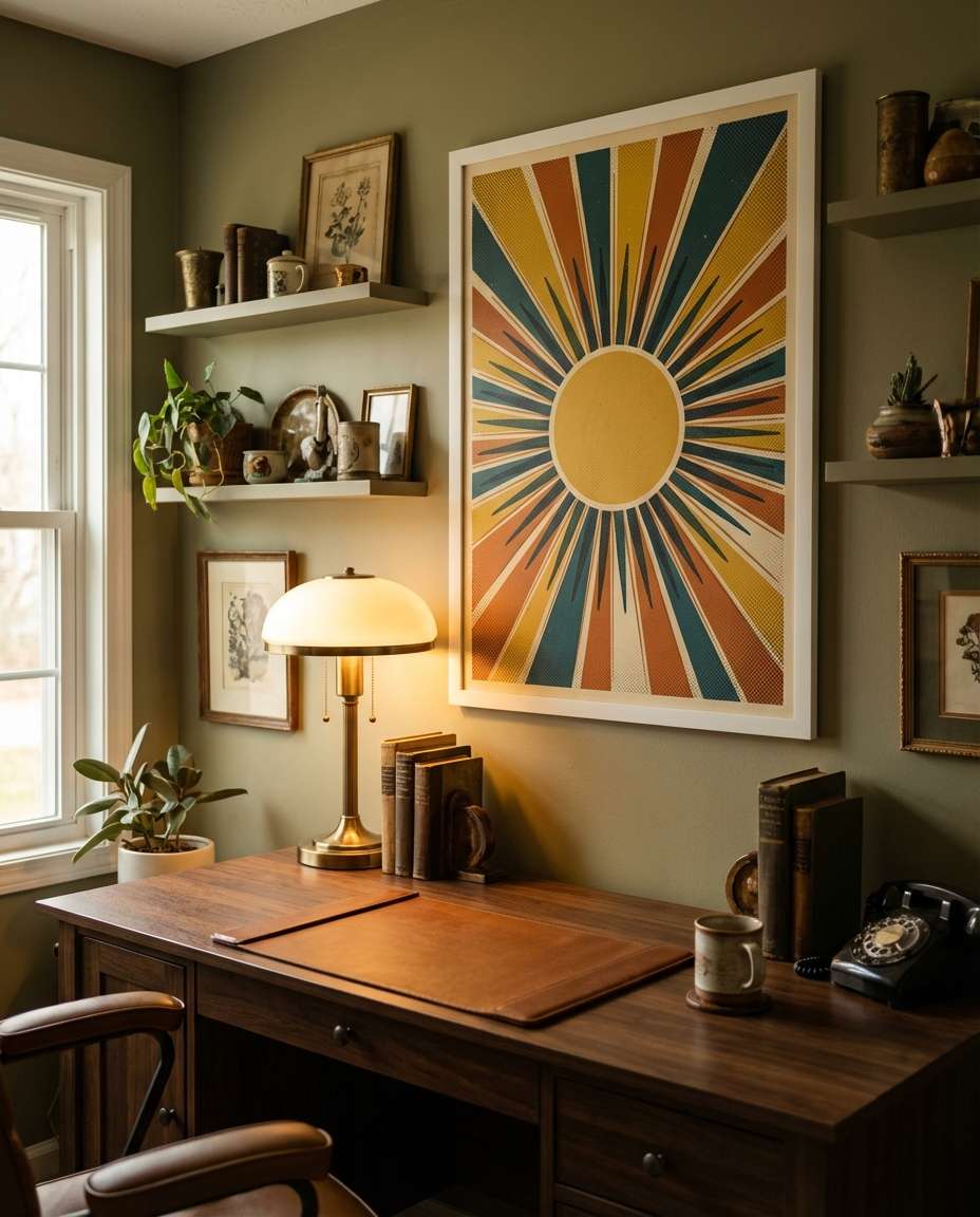 midcentury sunburst print photo
