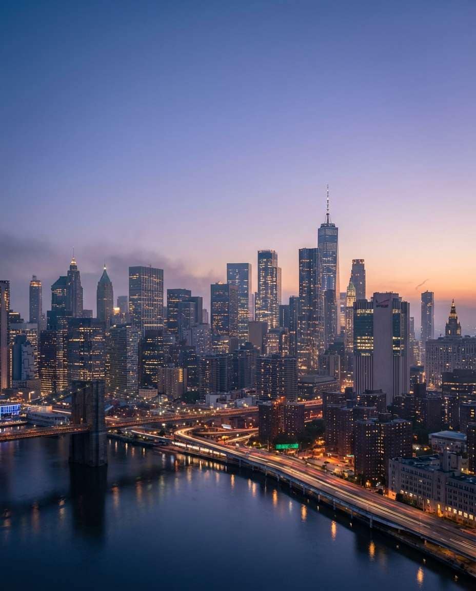 city skyline twilight photo