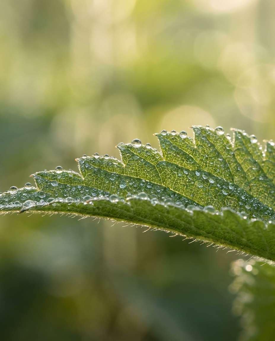 macro dew leaf photo