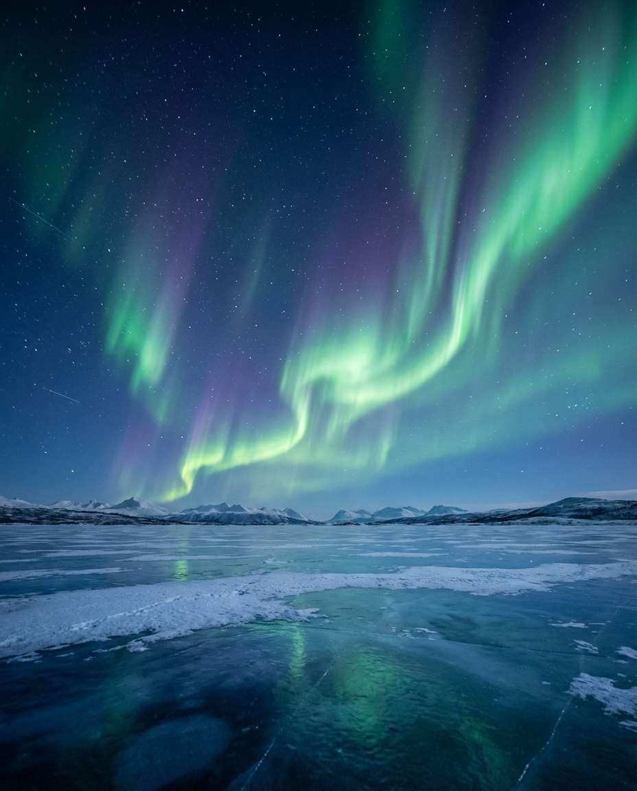 aurora over ice photo