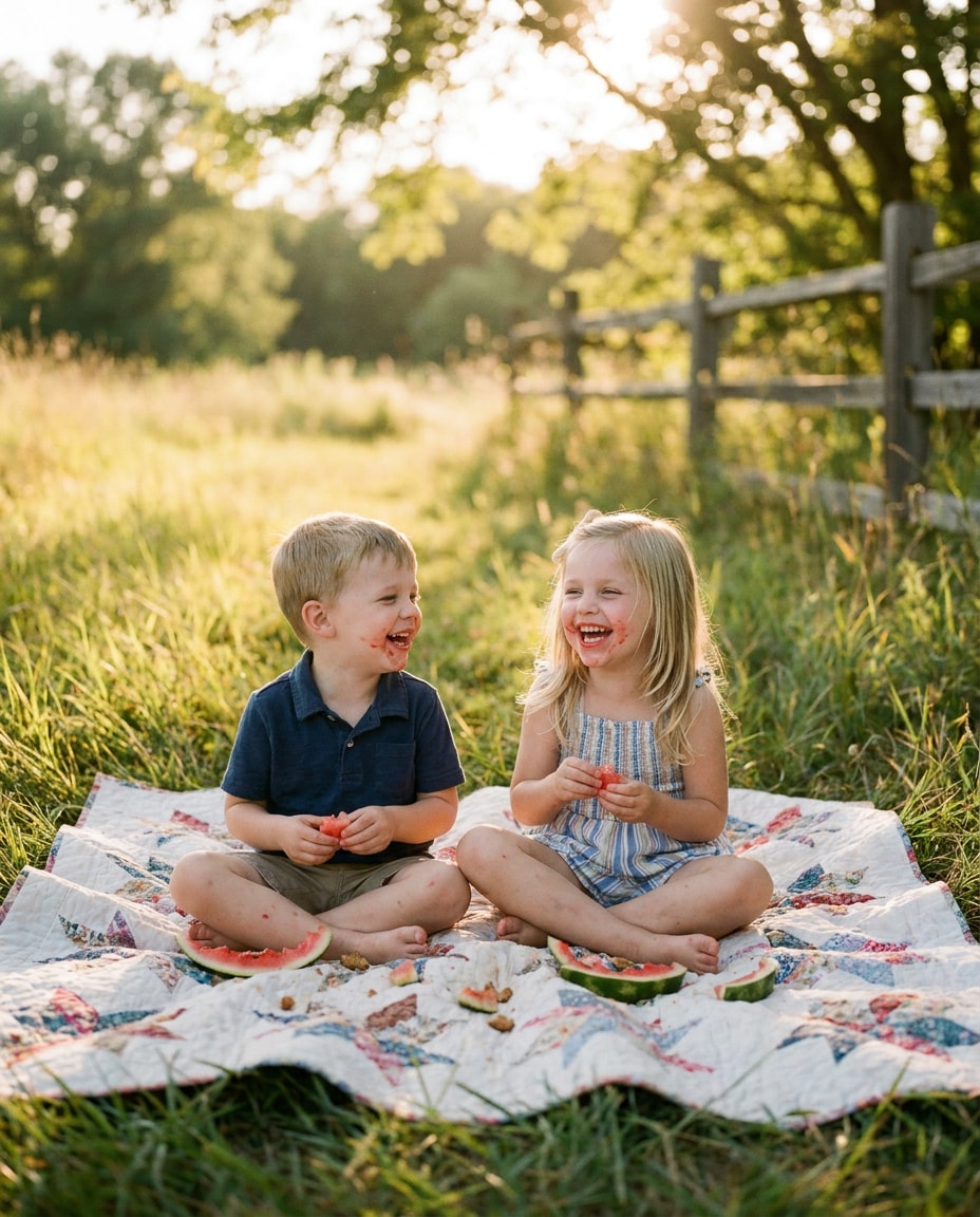 kids picnic moment photo
