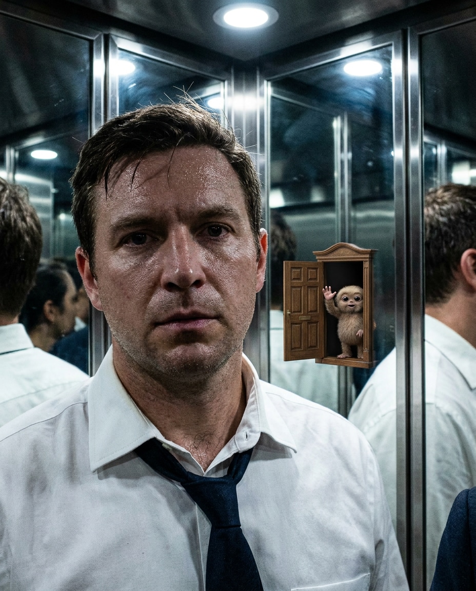 elevator stuck scene photo
