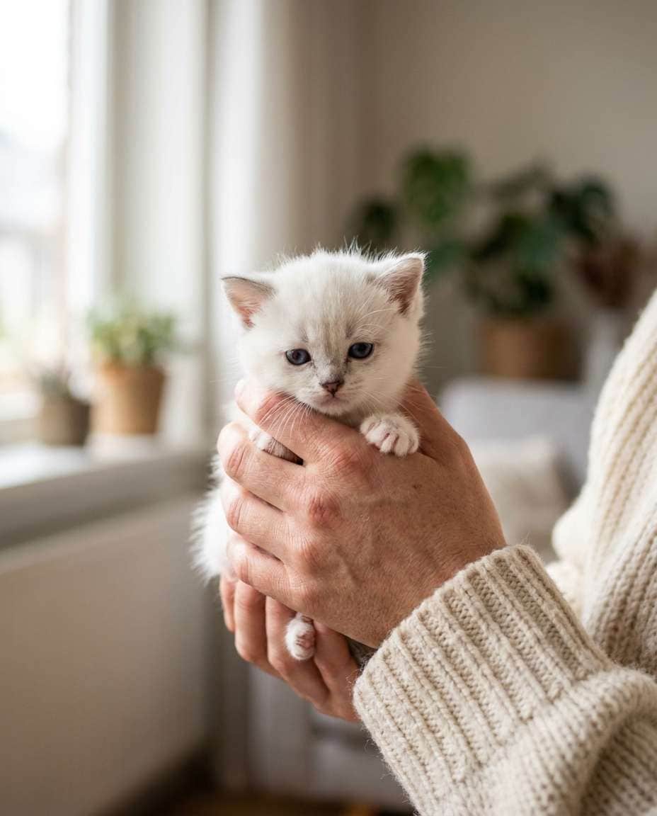 hands holding kitten photo